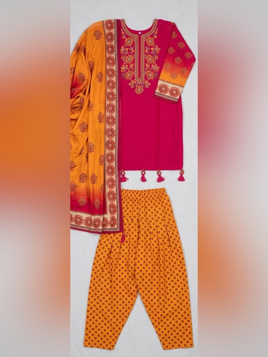 Other - Salwar kameez designer Pink Mustard Printed suit Ethnic Punjabi readymade Large